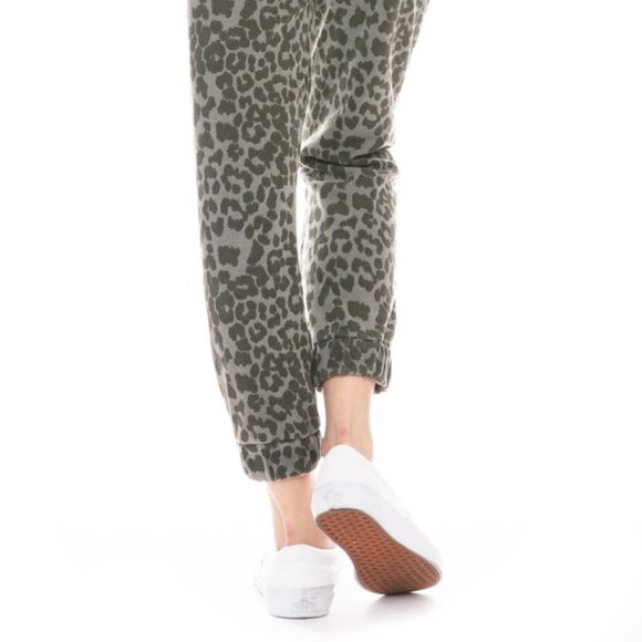 Sundry Ruched Cuff Leopard Sweatpants - Picture 2 of 4